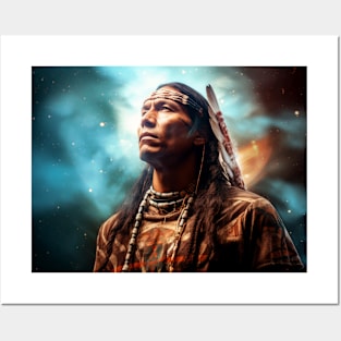 Native Indian Warrior Spirit Fantastic Cosmic Magical Posters and Art